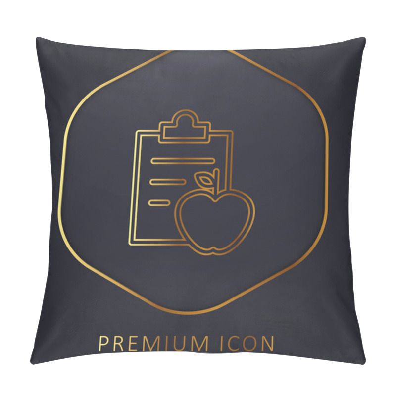 Personality  Apple And A Clipboard With Notes For Gymnast Diet Control Golden Line Premium Logo Or Icon Pillow Covers