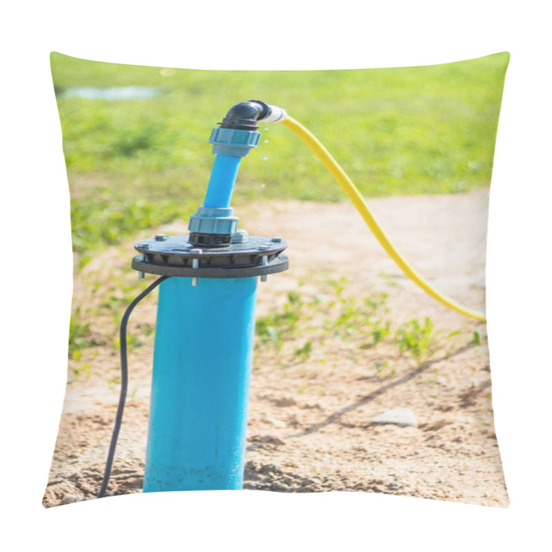 Personality  Bright Lighting. Equipped Well Under Water. Their PVC Pipe Is Blue. Close-up. Pillow Covers