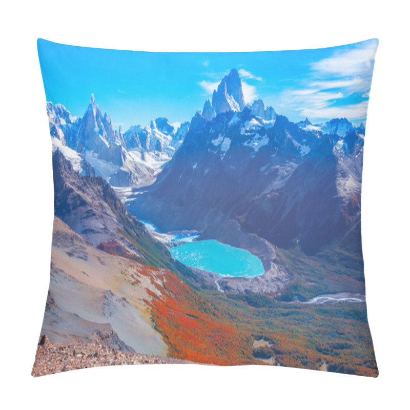 Personality  Amazing Landscape With Fitz Roy And Cerro Torre Mountains. Pillow Covers