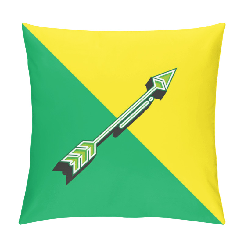 Personality  Arrow Green And Yellow Modern 3d Vector Icon Logo Pillow Covers