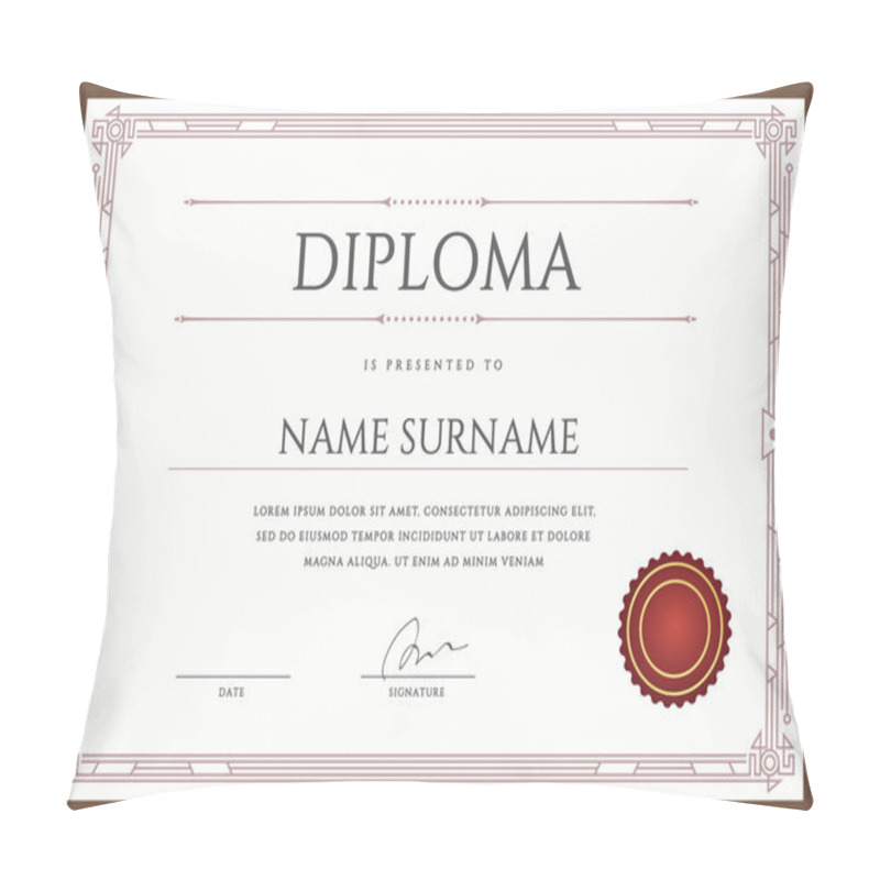 Personality  Diploma Design Template In Vector Pillow Covers