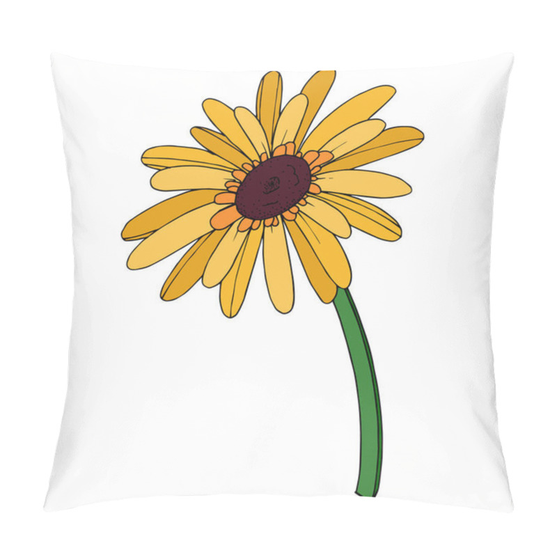 Personality  Vector Gerbera Floral Botanical Flower. Black And White Engraved Pillow Covers