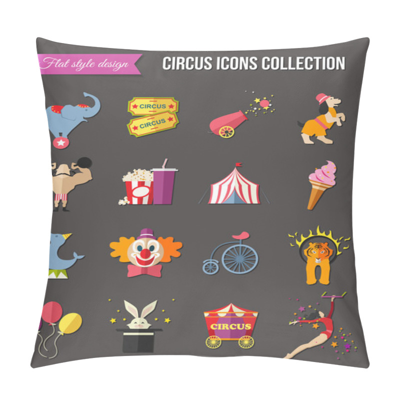 Personality  Circus Entertainment Icons Set. Pillow Covers