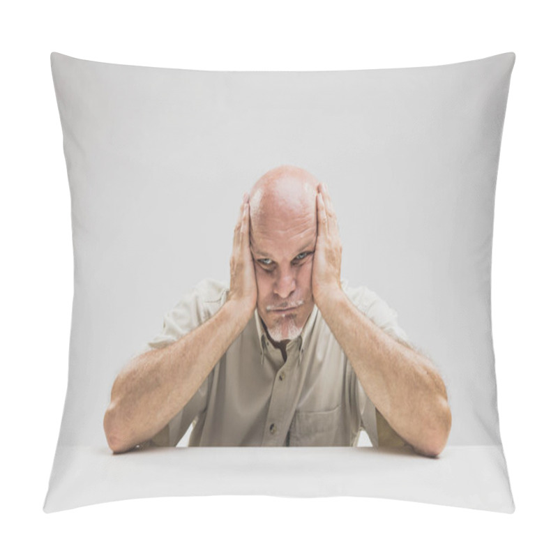 Personality  Bored Senior Man With A Glum Despondent Expression Pillow Covers