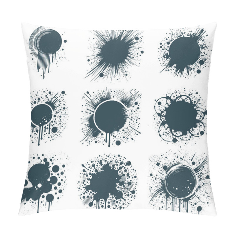 Personality  Abstract Ink Splatter Circles In Grunge Style For Artistic Design Use Pillow Covers