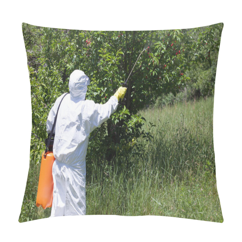 Personality  Spraying A Fruit Orchard Pillow Covers