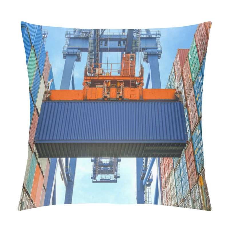 Personality  Shore Crane Loading Containers In Freight Ship Pillow Covers