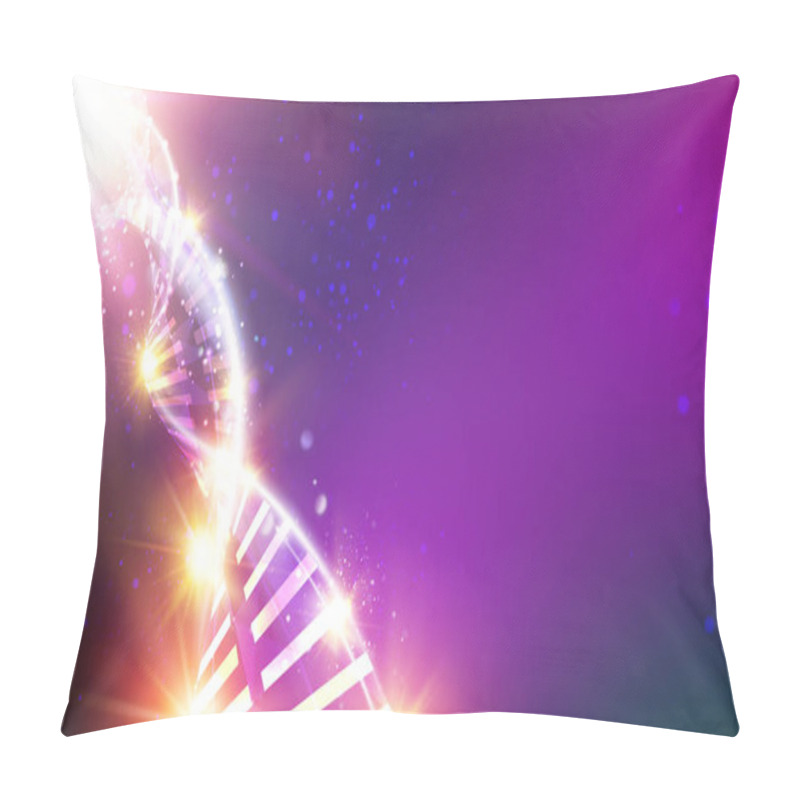 Personality  Scince Illustration Of A DNA Molecule. Violet Background With Dna Genom. Pillow Covers