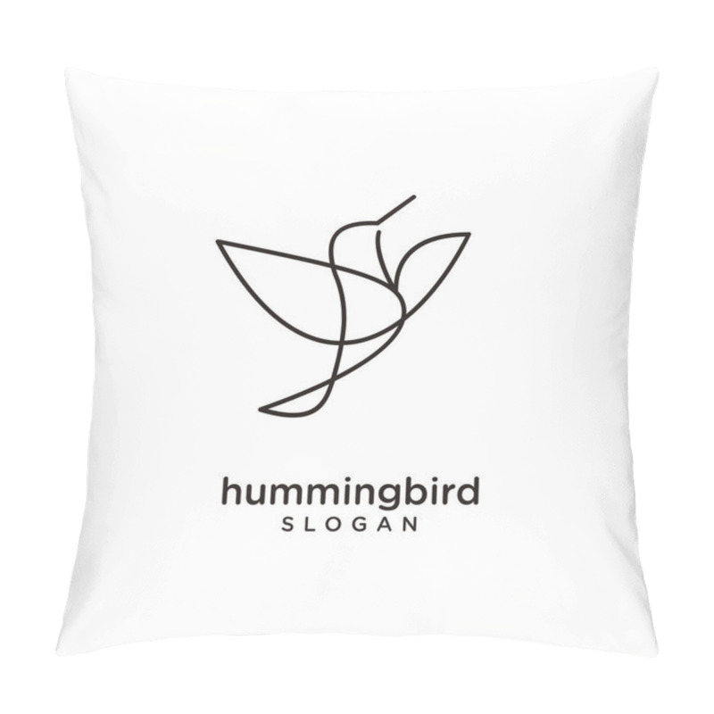 Personality  Hummingbird Line Logo Icon Design Design Flat Illustration Pillow Covers