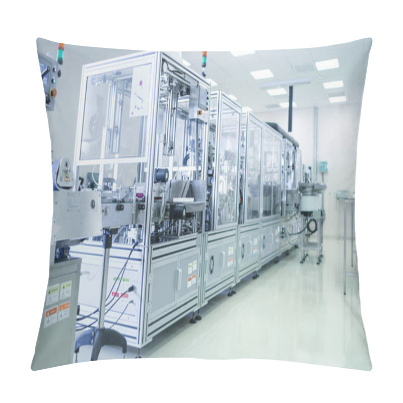 Personality  Shot Of Sterile Precision Manufacturing Laboratory With 3D Printers, Super Computers And Other Electrical Equipment And Machines Suitable For Pharmaceutics, Biotechnology And Semiconductor Researches. Pillow Covers