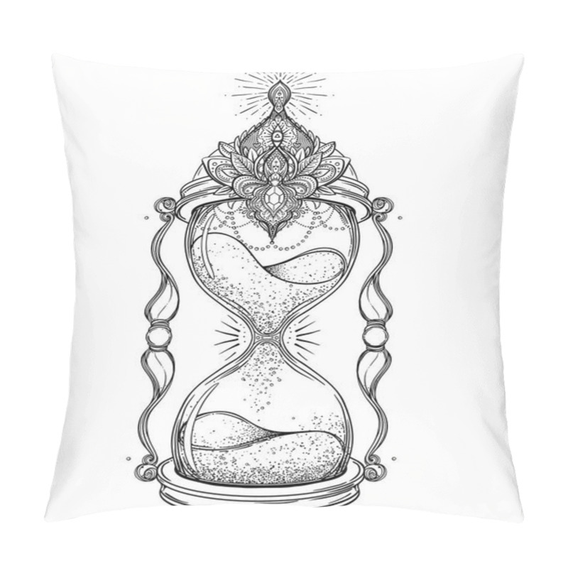 Personality  Decorative Antique Hourglass With Roses Illustration Isolated On Pillow Covers