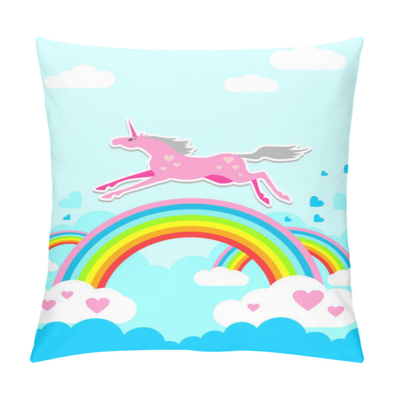 Personality  Unicorn On Rainbow Pillow Covers