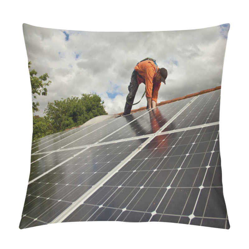 Personality  Electrician Checking Solar Panels Pillow Covers