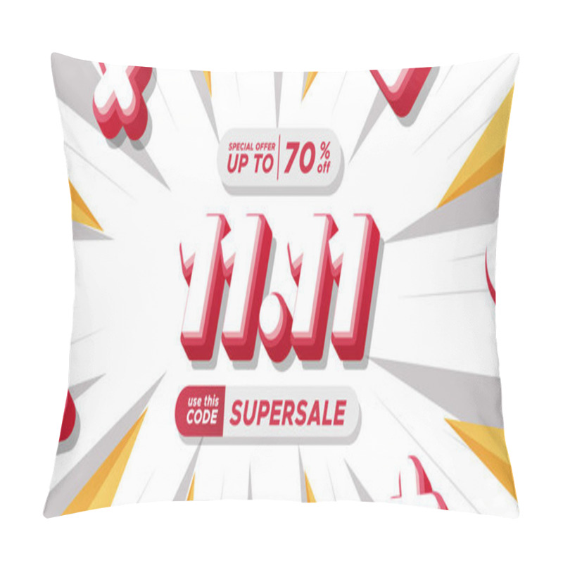 Personality  11.11 Single's Day Shopping Day Discount Promotion Poster Banner Advertising Final Big Mega Sale With 3d Text Pillow Covers