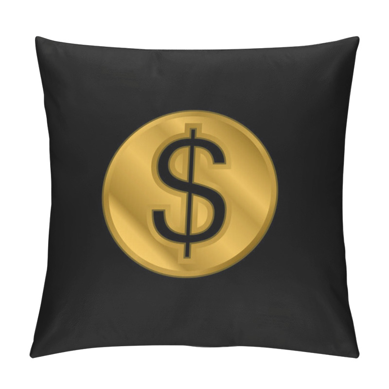 Personality  Big Dollar Coin Gold Plated Metalic Icon Or Logo Vector Pillow Covers