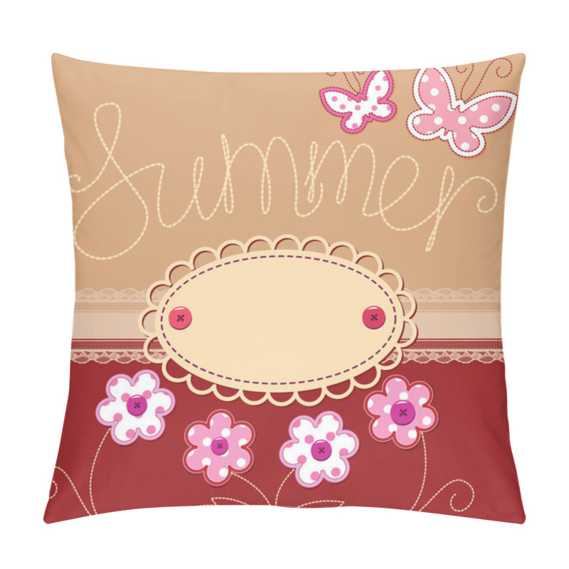 Personality  Romantic Summer Card With Laces, Butterflies And Flowers Pillow Covers