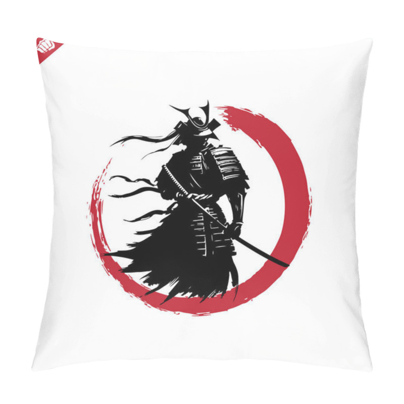 Personality  Samurai. Japan Warrior Whith Katana Sward. Graphic Logo. Vector EPS Pillow Covers