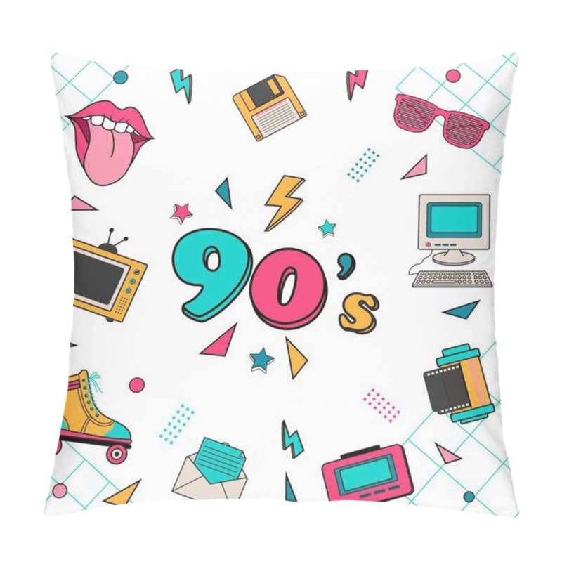 Personality  Classic 80s 90s Elements Stickers Vector Illustration. Pillow Covers