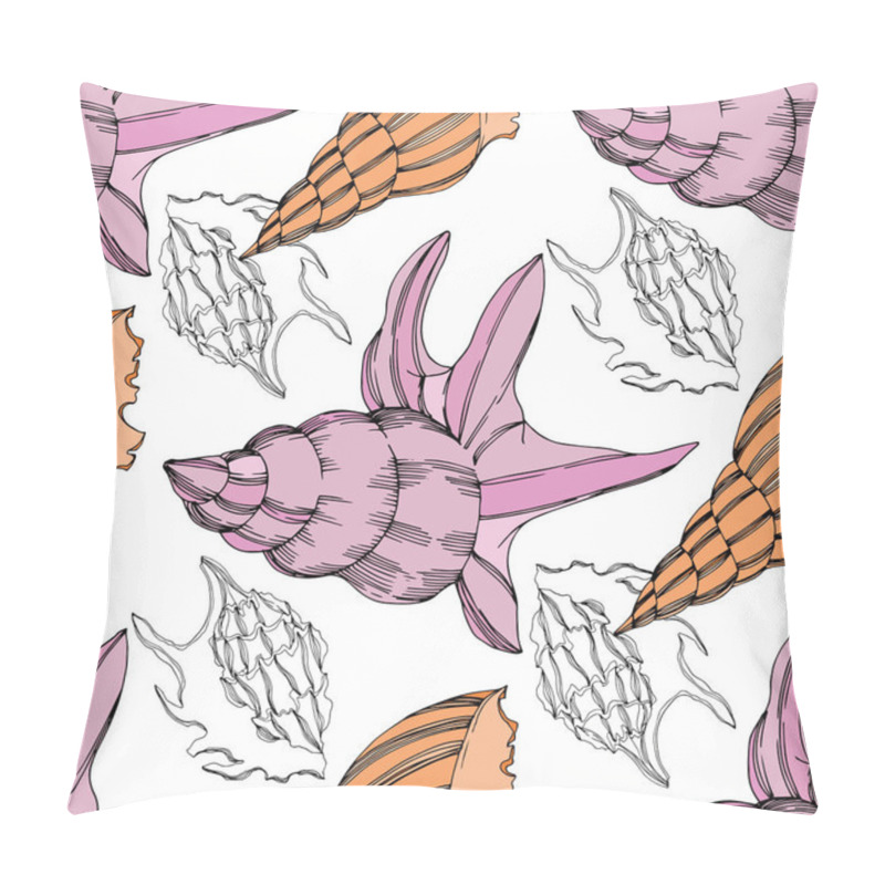 Personality  Vector Summer Beach Seashell Tropical Elements. Black And White Engraved Ink Art. Pillow Covers