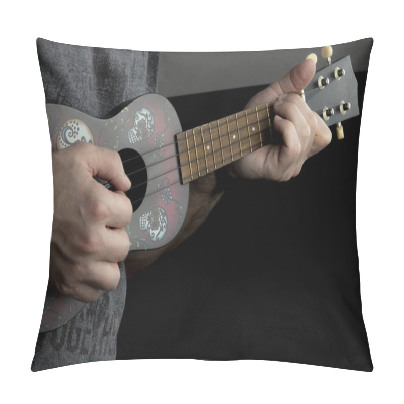 Personality  Musician Plays Thw Wooden Ukulele, Live Music. Pillow Covers