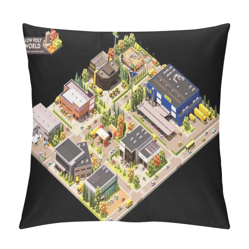 Personality  Vector Isometric World Map Creation Set. Combinable Map Elements. Town Or City Commercial Area Map Pillow Covers