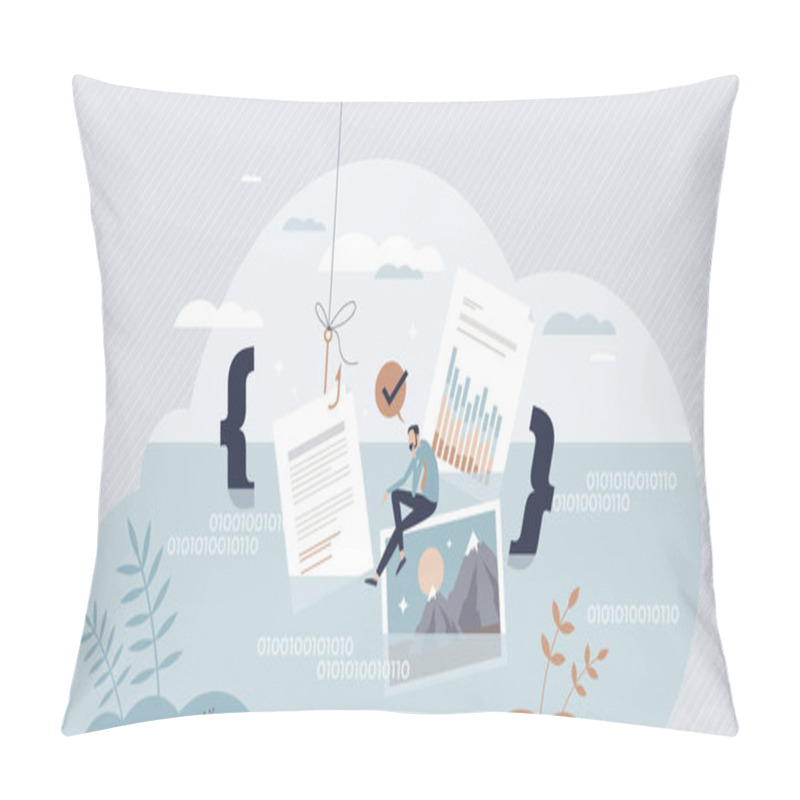 Personality  Data Lake With Big Raw Information Files Storage Place Tiny Person Concept Pillow Covers