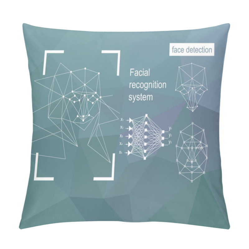 Personality  Technologies, Approaches To Face Recognition, Vector Concept.  Pillow Covers