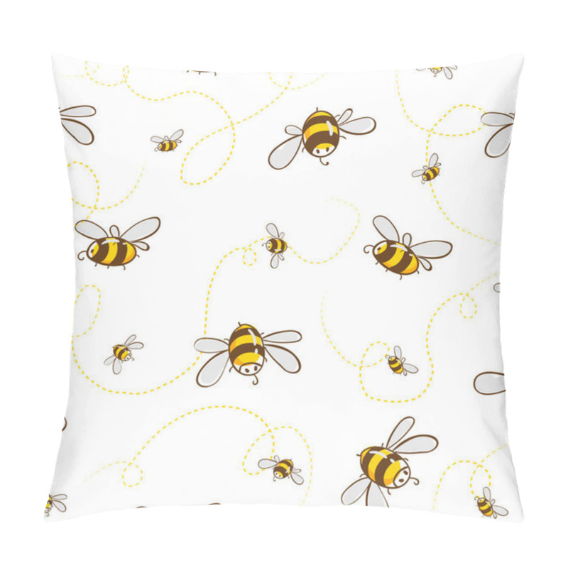 Personality  Cute Seamless Pattern With Flying Bees. Vector Illustration EPS10 Pillow Covers