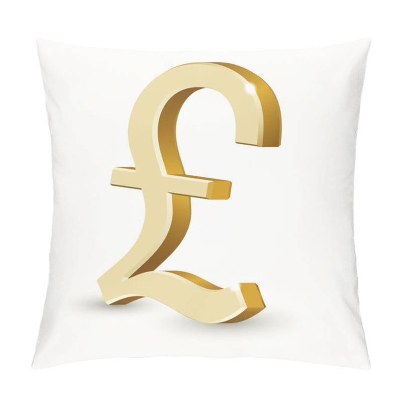 Personality  Vector Golden UK Pound Sign Isolated On White Background. Pillow Covers