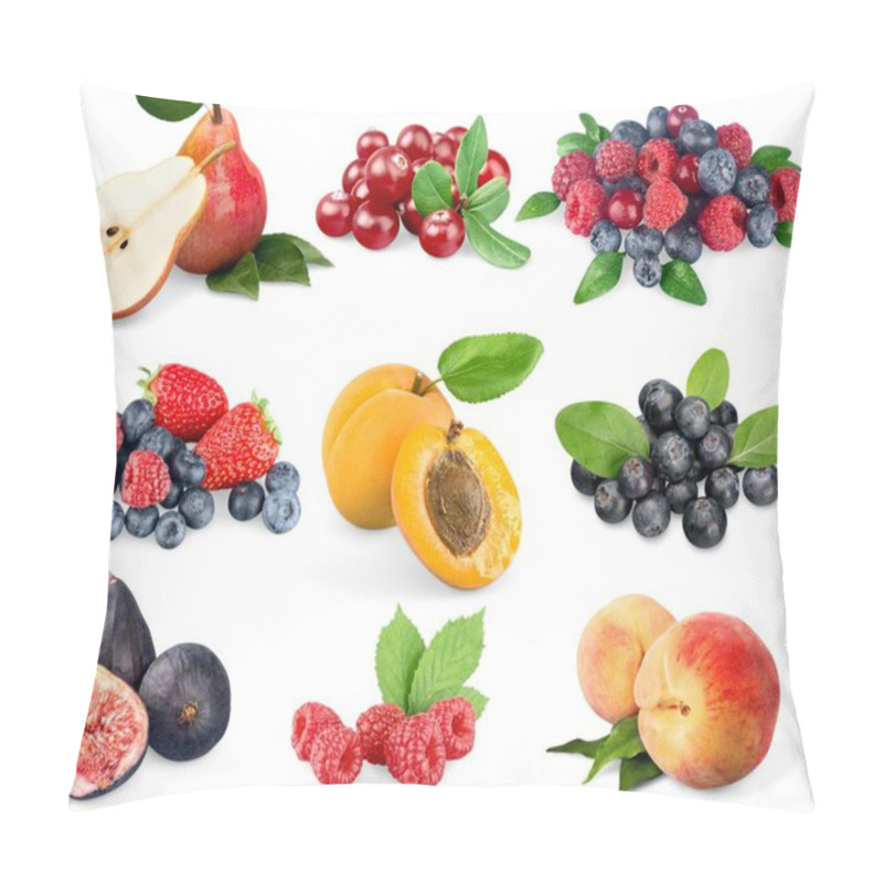 Personality  Close-up Of Fresh Fruits Isolated On White Background Pillow Covers