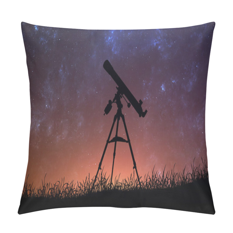 Personality  Infinite Space Background With Silhouette Of Telescope. This Image Elements Furnished By NASA. Pillow Covers