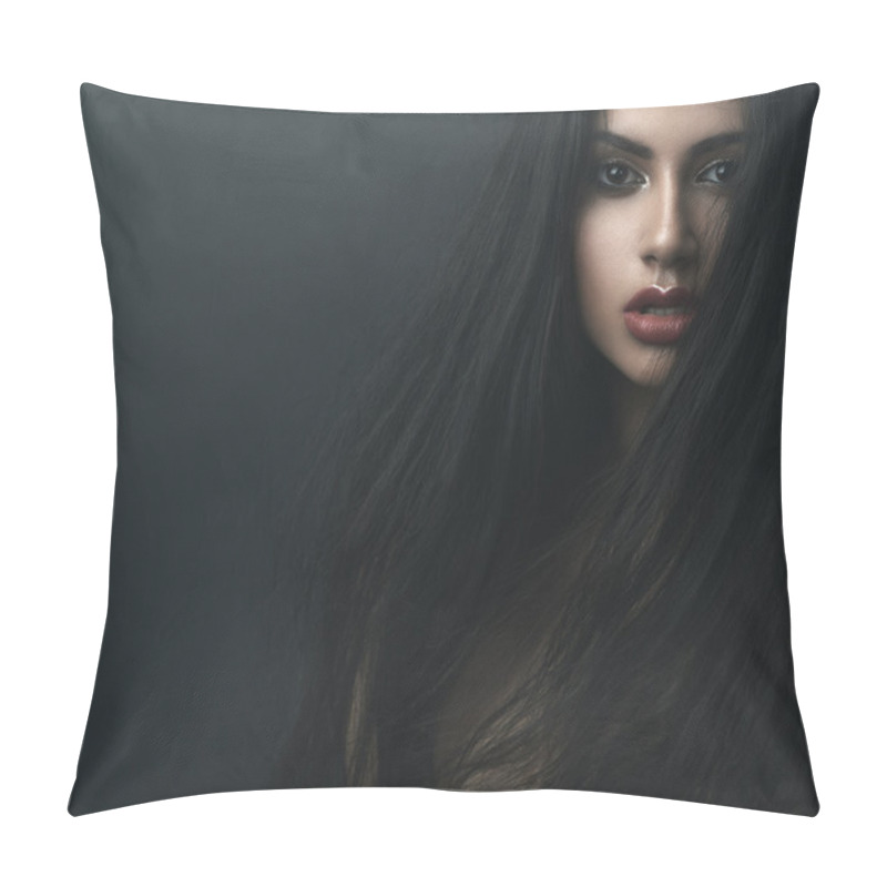 Personality  Mysterious Portrait Of A Girl In  Dark  Fog Pillow Covers