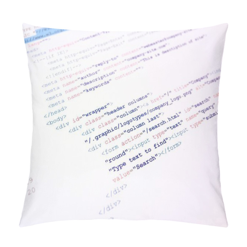 Personality  Code Of HTML Language On White Background Pillow Covers