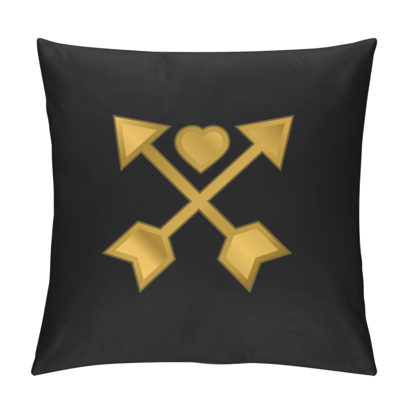 Personality  Arrows Gold Plated Metalic Icon Or Logo Vector Pillow Covers