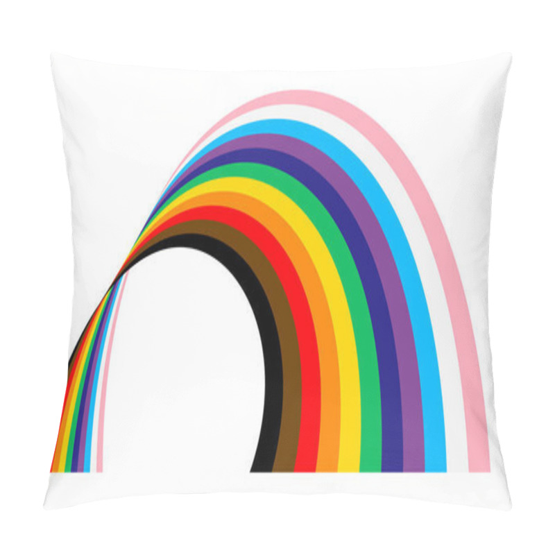 Personality  Pride Wavy Lines Shape. Modern Wave Icon With LGBTQ Pride Flag Colours. Colored Striped Shape For Design. Vector Illustration Isolated On White Background. Pillow Covers