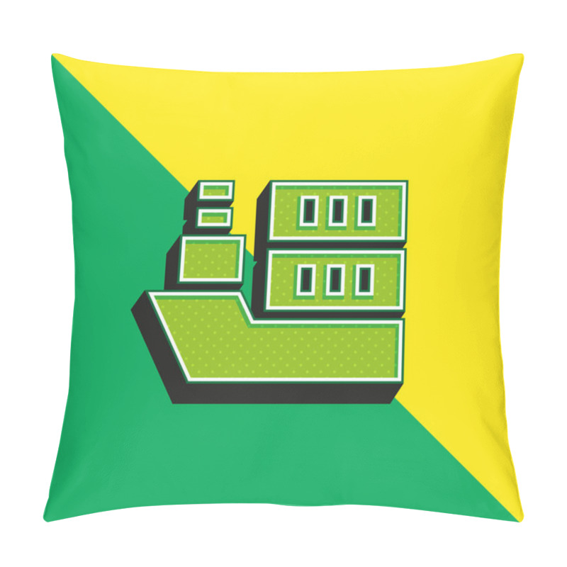 Personality  Boat Green And Yellow Modern 3d Vector Icon Logo Pillow Covers