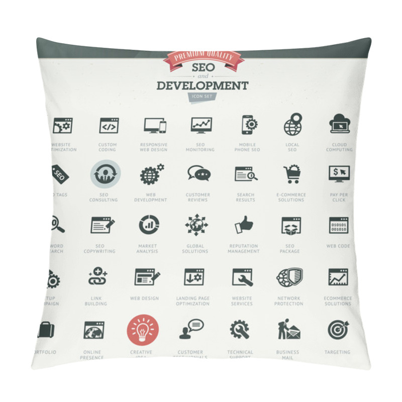 Personality  SEO And Development Icon Set Pillow Covers