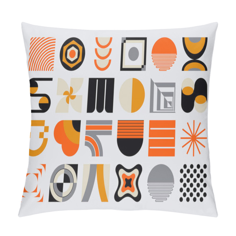 Personality  Modern Art Pattern Inspired By Bauhaus Design Made With Abstract Geometric Shapes And Bold Forms. Digital Graphics Elements For Poster, Cover, Art, Presentation, Prints, Fabric, Wallpaper And Etc. Pillow Covers