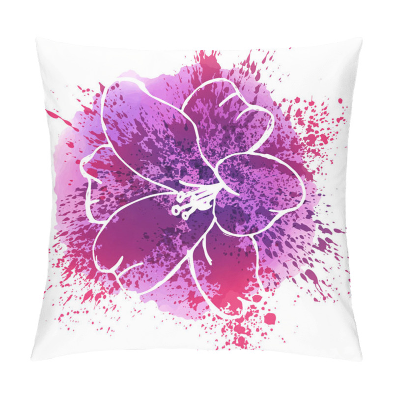 Personality  Hand Drawn Flowers On Purple Spots And Splashes Pillow Covers