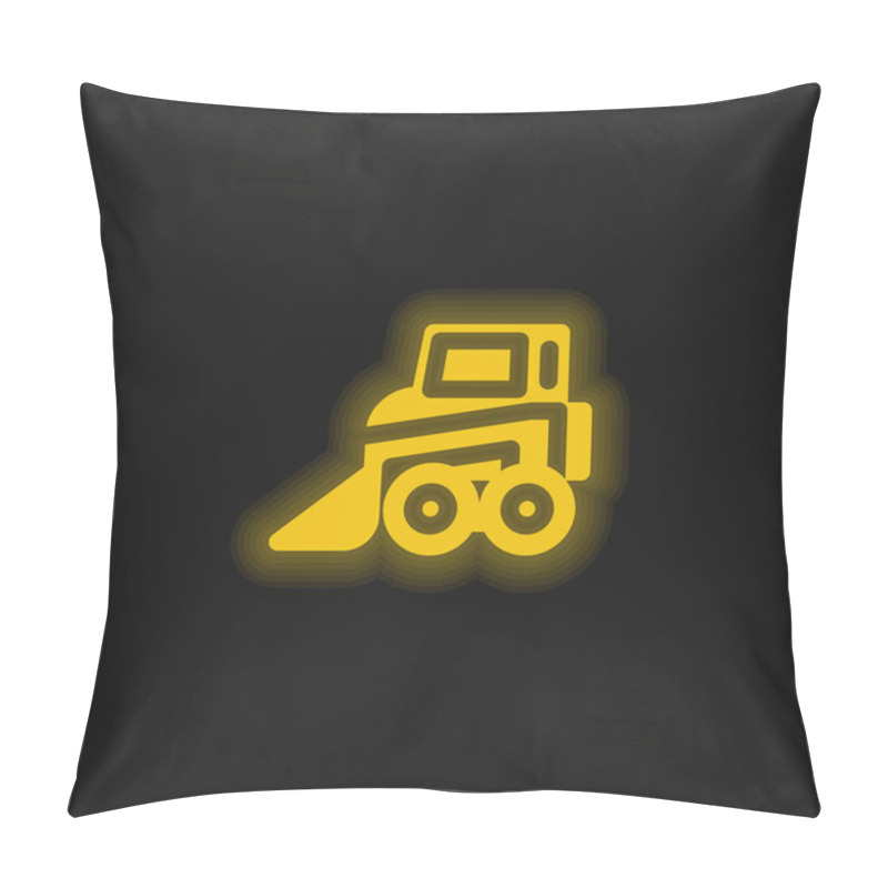 Personality  Backhoe Yellow Glowing Neon Icon Pillow Covers