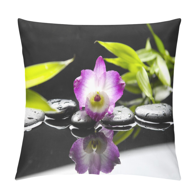 Personality  Orchid And Wet Black Stones Pillow Covers