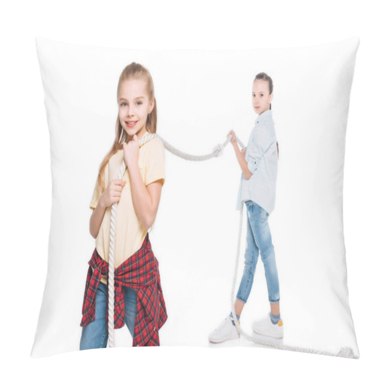 Personality  Girls Play Tug Of War Pillow Covers