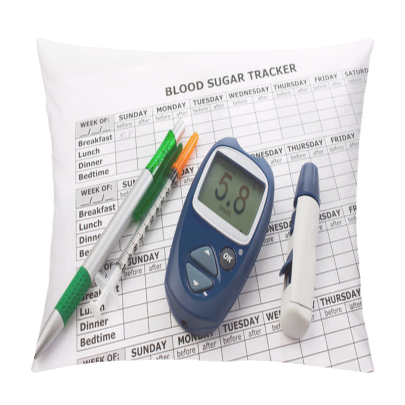 Personality  Diabetes Concept With  Glucometer Pillow Covers