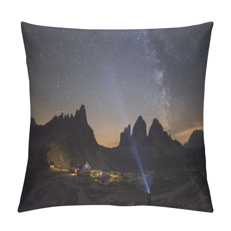 Personality  Milky Way And Stars To National Park Tre Cime Di Lavaredo. Dolom Pillow Covers