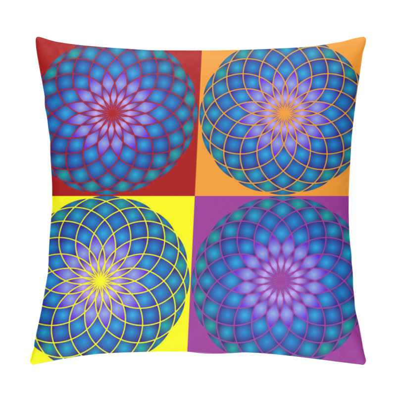 Personality  Collection Of 4 Mandala. Seamless Pattern. Pillow Covers