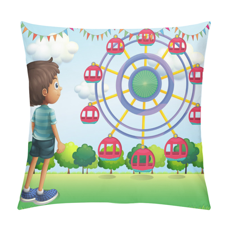 Personality  A Boy Watching The Ferris Wheels Pillow Covers