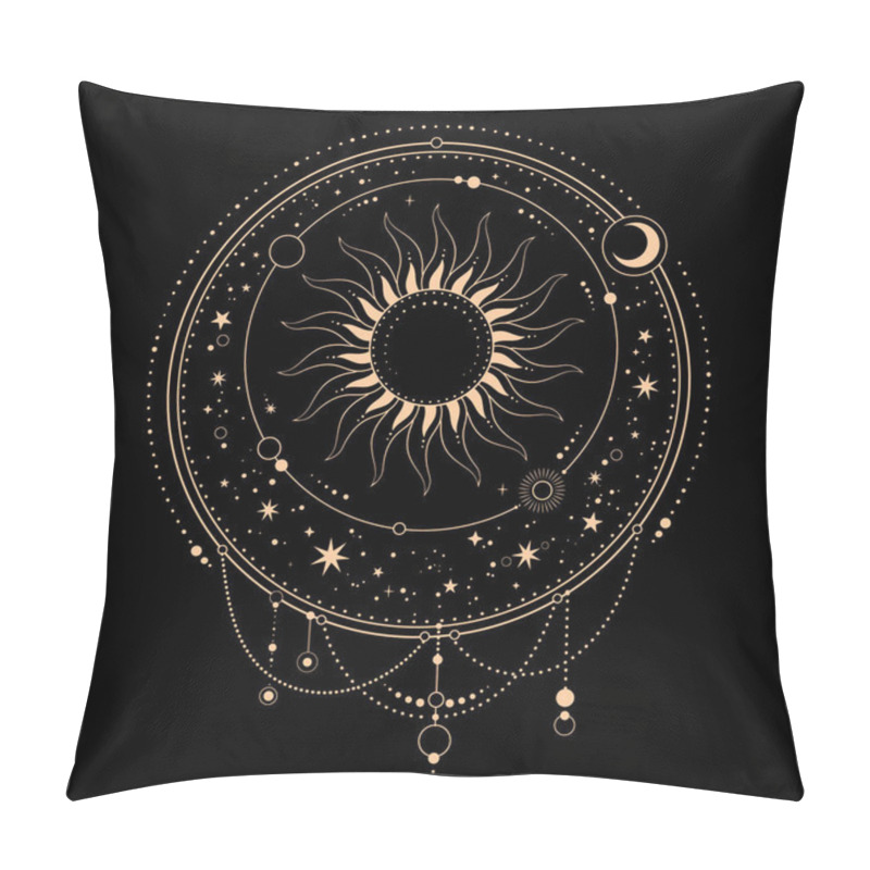 Personality  Round Esoteric Composition Of The Sun And Stars Pillow Covers