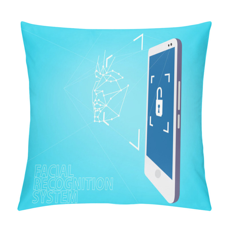 Personality  Facial Recognition System, Concept. Biometric Scanning In Modern Systems. Pillow Covers