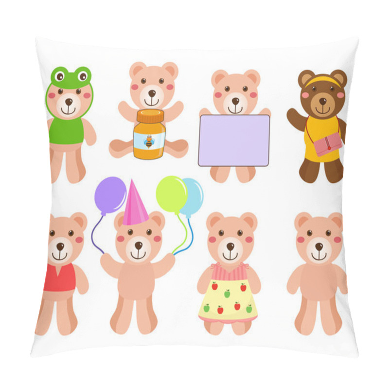 Personality  Cute Vector Bears In Different Positions Pillow Covers