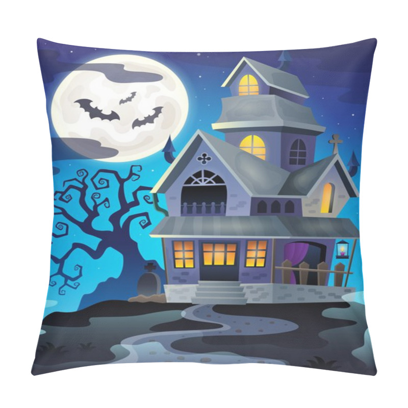 Personality  Image With Haunted House Thematics 3 Pillow Covers